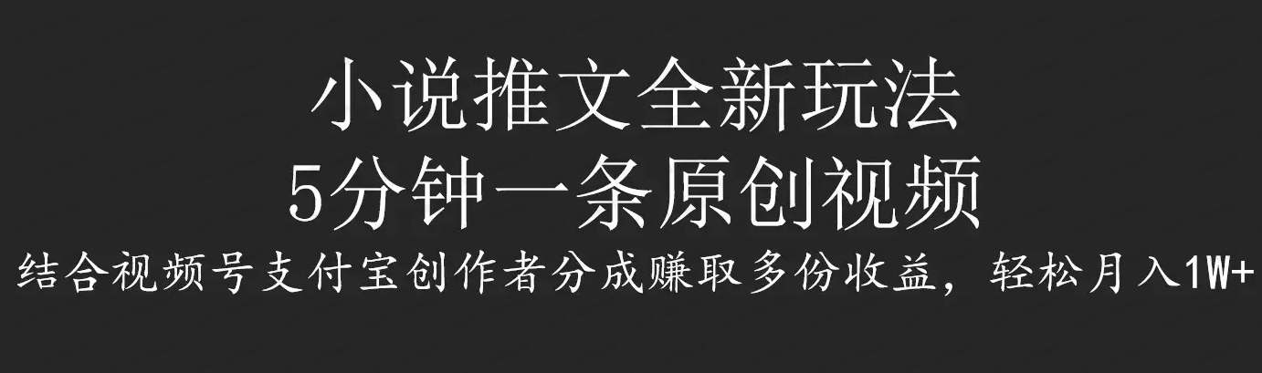 小说推文全新玩法,5分钟一条原创视频,结合视频号支付宝创作者分成赚取多份收益(免费分享)-达天社软件指定官方网站