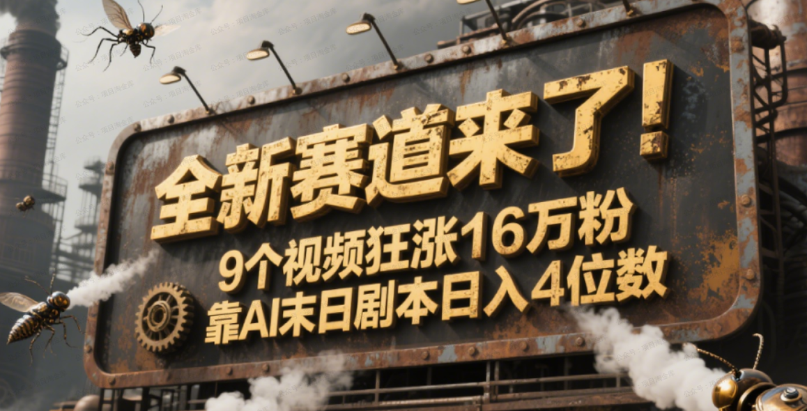 全新赛道来了,9个视频狂涨粉16万,靠AI末日剧本日入4位数(软件用户专享)-达天社软件指定官方网站