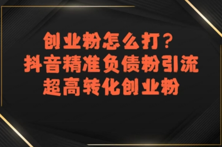 创业粉怎么打？抖音精准负债粉引流，超高转化创业粉-杨北资源网