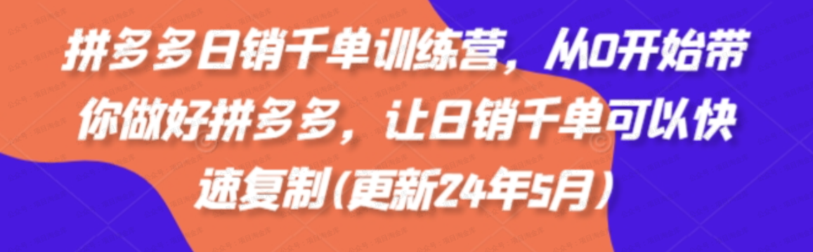拼多多日销千单训练营(更新25年7月)从0开始带你做好拼多多，让日销千单可以快速复制-杨北资源网