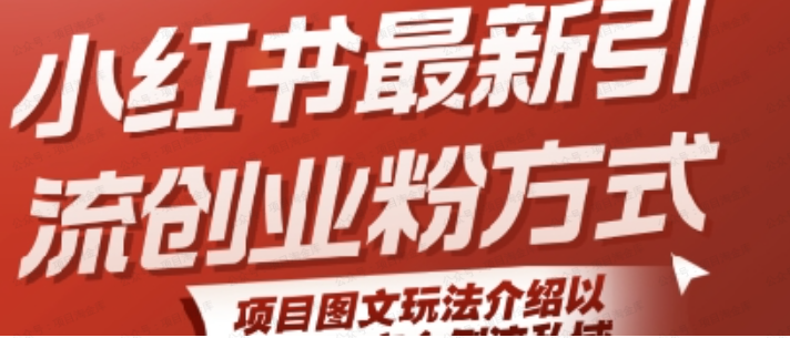 小红书最新引流创业粉方式，项目图文玩法介绍以及如何安全倒流私域-杨北资源网
