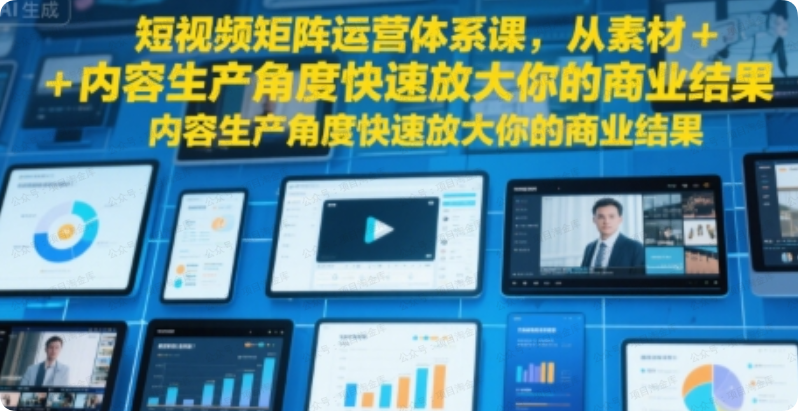 短视频矩阵运营体系课，从素材+内容生产角度快速放大你的商业结果-杨北资源网